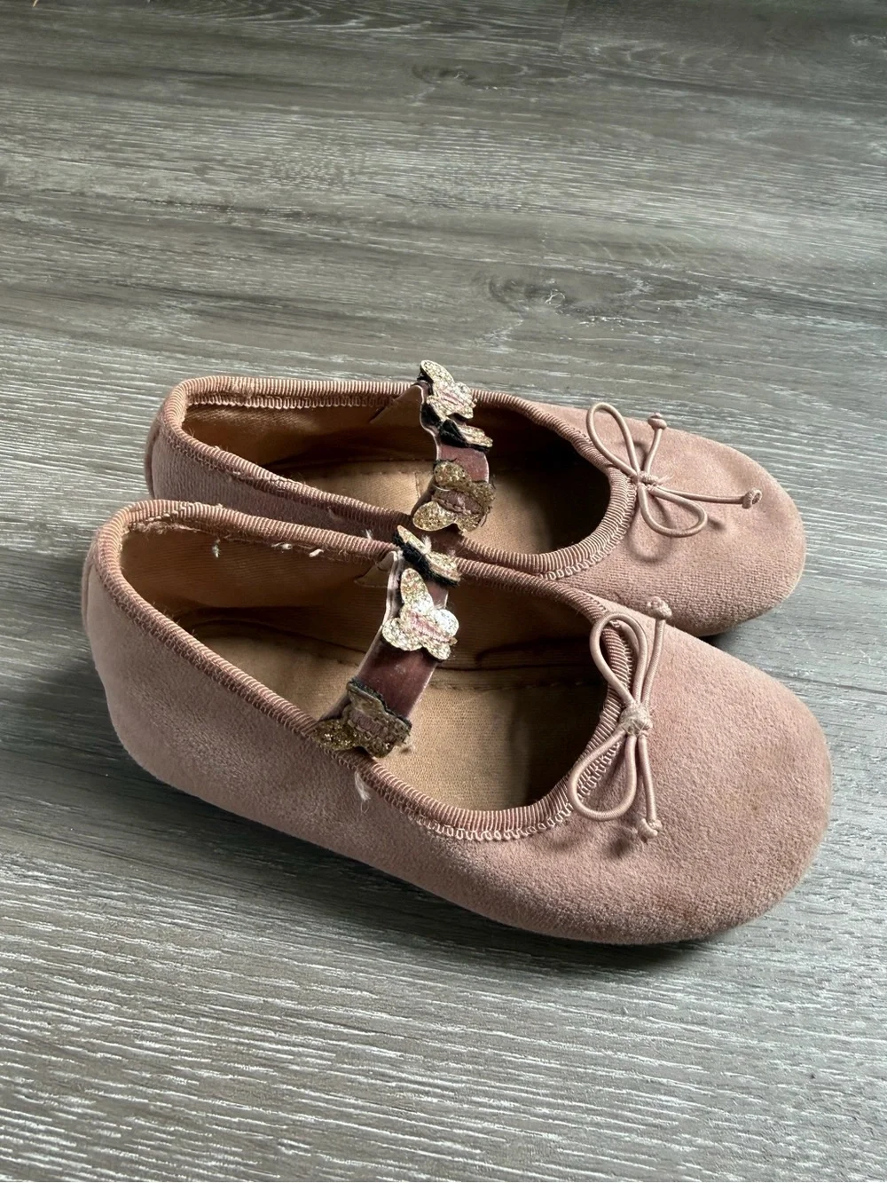 Zara Girls Mauve Pink Ballet Flats with Butterfly Strap